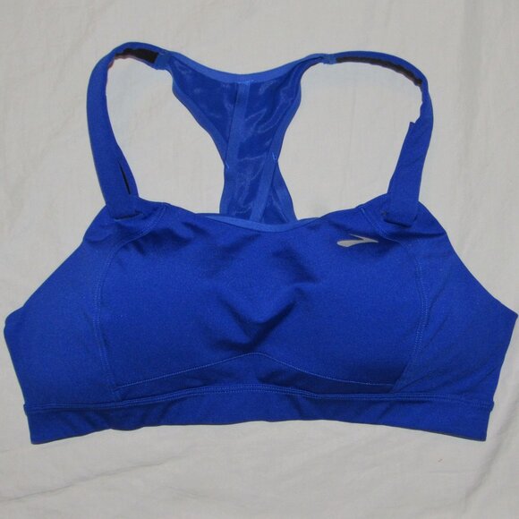 Brooks Juno Sports Bra Blue Sz 36C High Support Adjustable Pullover 350071 - Picture 1 of 3